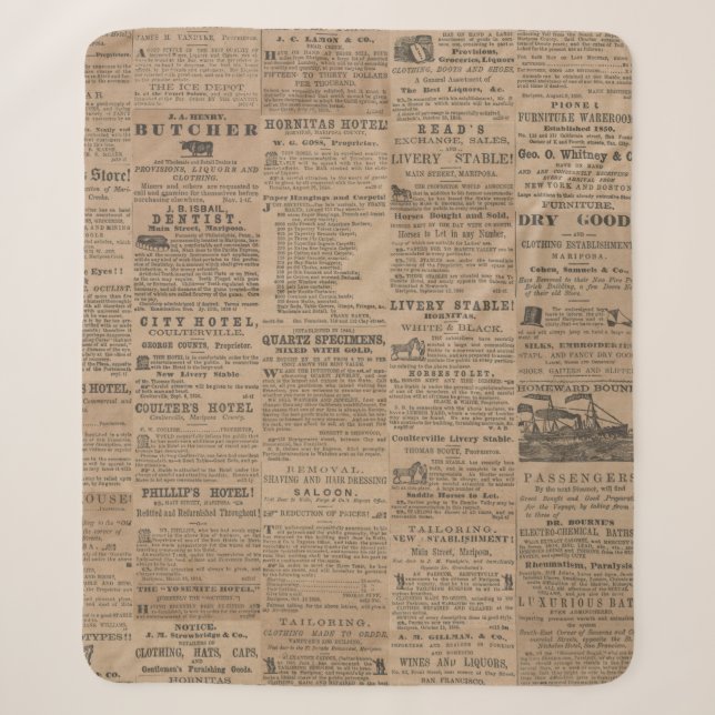 Anzeigen der Vergangenheit, NY 1856 Sherpadecke (Vorderseite)