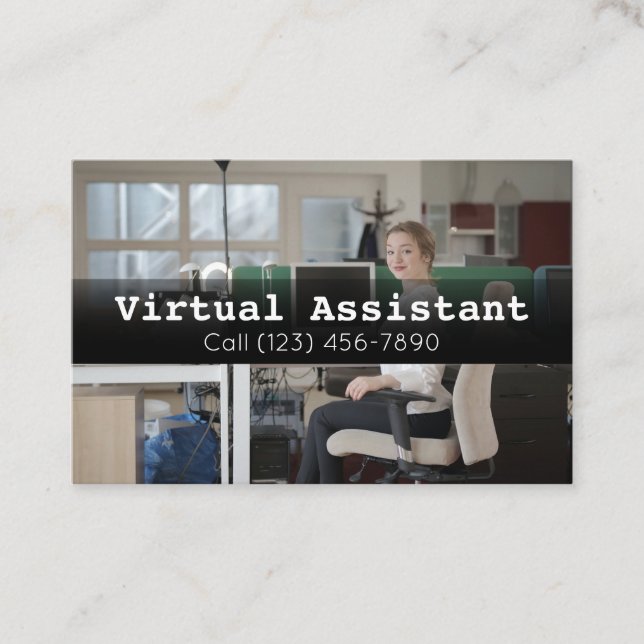 Anzeigen der Virtual Assistant Gig Business Card Visitenkarte (Vorderseite)