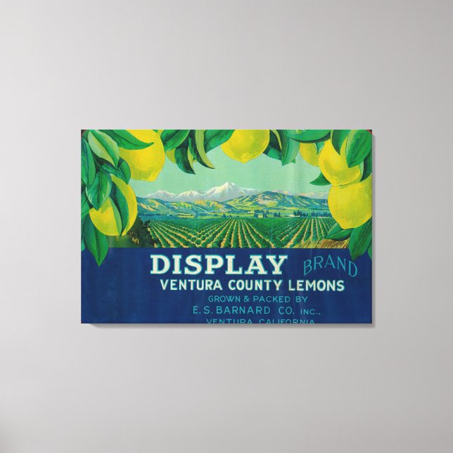 Anzeigen von Lemon LabelVentura, CA Leinwanddruck (Vorderseite)