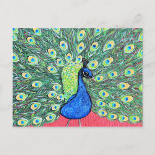 Anzeigen von Peacock-Acrylmalerei Postkarte