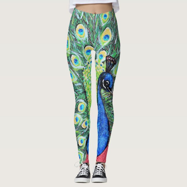 Anzeigen von Pfauenmalerei Leggings (Vorderseite)