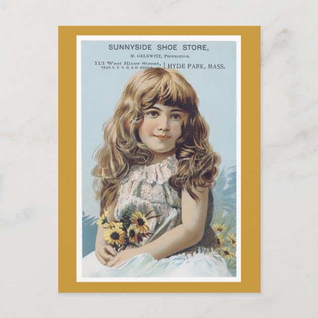 Anzeigenetikett-Sunnyside Showshop Viktorianische  Postkarte (Vorderseite)