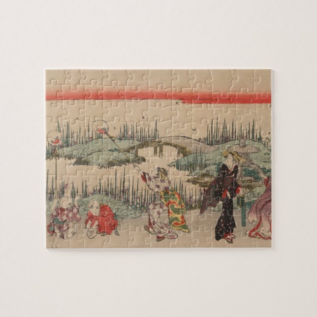 Anziehende Leuchtkäfer (Farbholzschnitt) Puzzle (Horizontal)