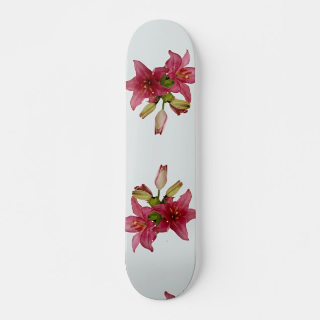 Anziehende rosa Blumen Skateboard (Vorne)