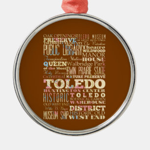 Anziehungskräfte u. berühmte Orte von Toledo, Ohio Silbernes Ornament