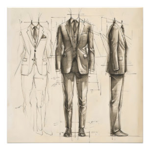 Anzug Fashion Sketch Fotodruck