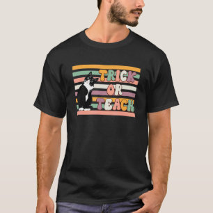 Anzug-Katzen-Lehrer Halloween Haustier Trick oder T-Shirt