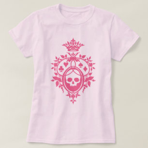 Anzug mit rosa Skull und rosa Karten Wappen T - Sh T-Shirt