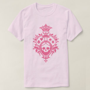 Anzug mit rosa Skull und rosa Karten Wappen T - Sh T-Shirt