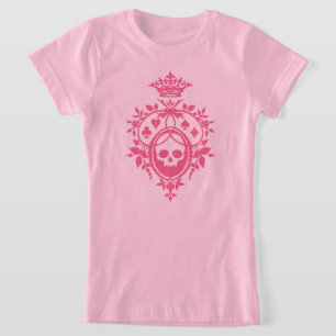 Anzug mit rosa Skull und rosa Karten Wappen T - Sh T-Shirt