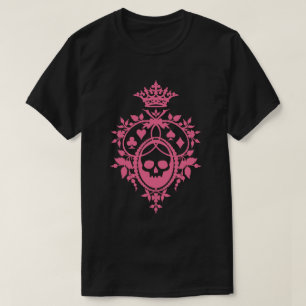 Anzug mit rosa Skull und rosa Karten Wappen T - Sh T-Shirt