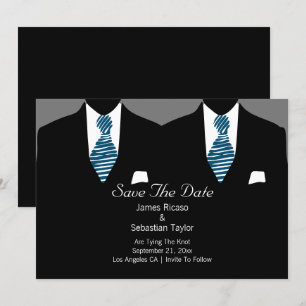 Anzug und Krawatte Gay Save the Date Hochzeit