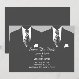 Anzug und Krawatte Gay Save the Date Hochzeit