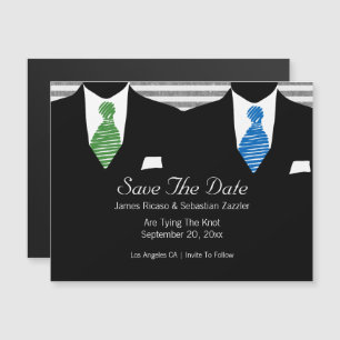 Anzug und Krawatte Gay Save the Date Hochzeit Magneteinladung