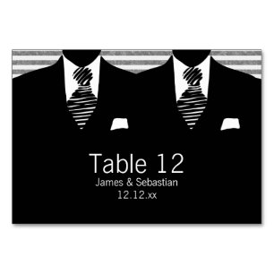 Anzug und Krawatte Gay Wedding Tischnummer