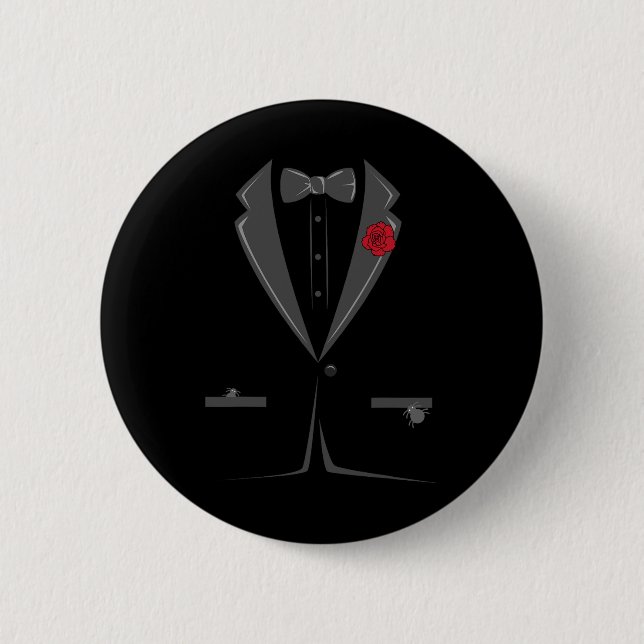 Anzug und Krawatte Tuxedo Bowtie Kostüm Easy Hallo Button (Vorderseite)