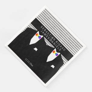 Anzug und Rainbow Bow Krawatte Gay Wedding Serviette
