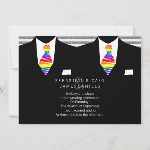Anzug und Rainbow Krawatte Gay Wedding Einladung