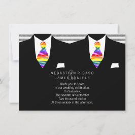 Anzug und Rainbow Krawatte Gay Wedding Einladung