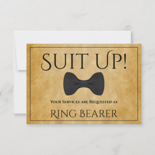 Anzug Up Be My Ring Bearer Imitats Perchcard Karte