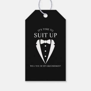 "ANZUG UP" Black Tuxedo Anzug Trauzeuge Vorschlag Geschenkanhänger