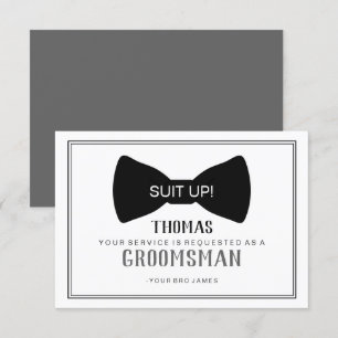 Anzug Up Trauzeuge Card - Schwarze Krawatte Grau Einladung