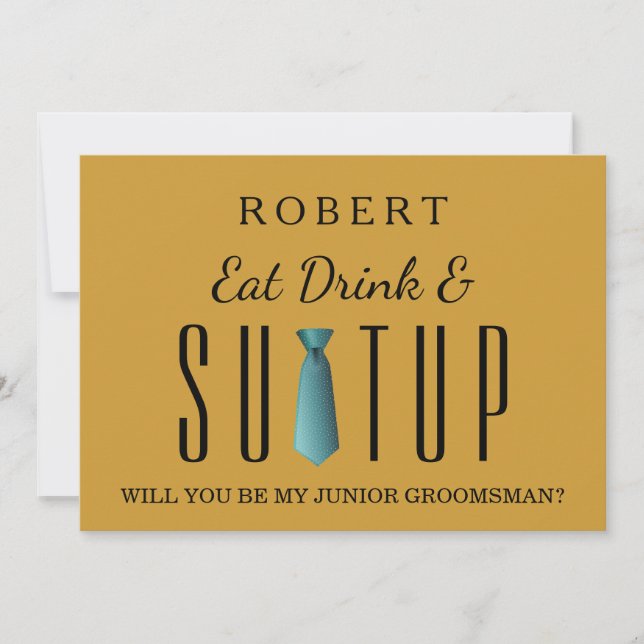 Anzug-up Werden Sie mein Trauzeuge sein Einladung (Vorderseite)