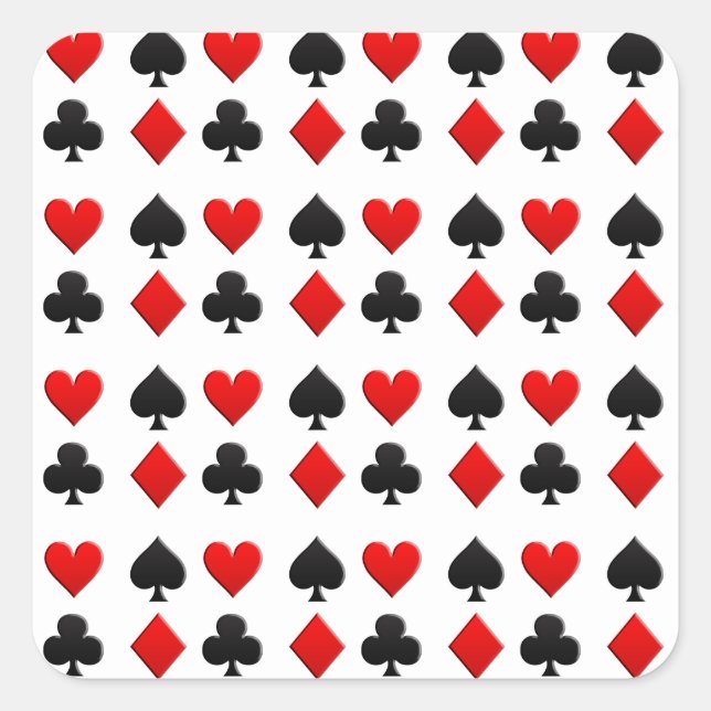 Anzug von Glücksspielkarten Quadratischer Aufkleber (Vorderseite)