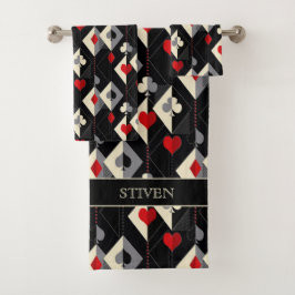 Anzug von Spielkarten im Poker. Badhandtuch Set