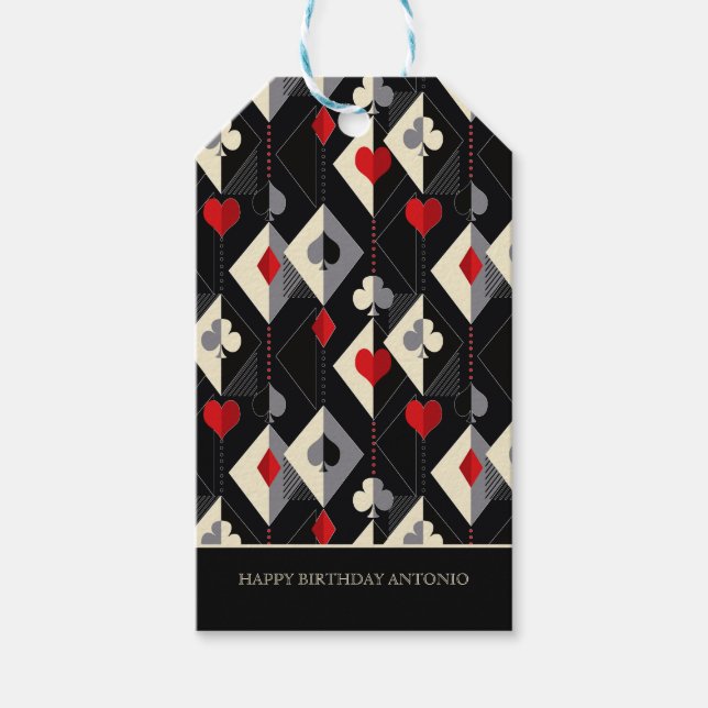 Anzug von Spielkarten im Poker. Geschenkanhänger (Vorderseite)