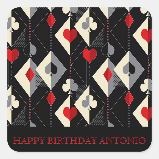 Anzug von Spielkarten im Poker. Quadratischer Aufkleber (Vorderseite)