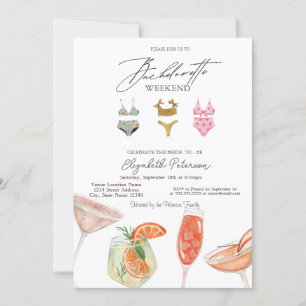 Anzugs Cocktails Junggeselinnen-Abschied Einladung