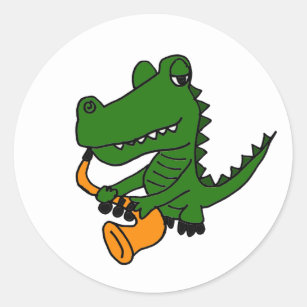 AO, Alligator, der das Saxophon spielt Runder Aufkleber