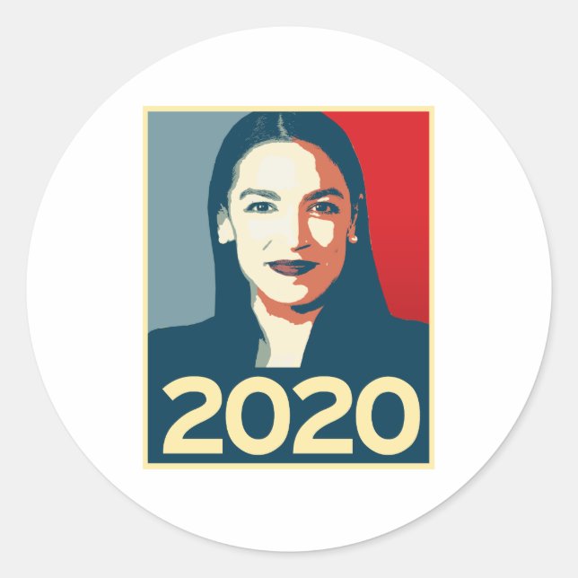 AOC 2020 Propaganda Runder Aufkleber (Vorderseite)