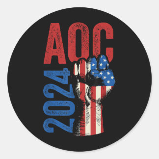 AOC 2024 für Präsident Alexandria Ocasio Cortez El Runder Aufkleber