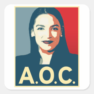 AOC 2024 Propaganda Quadratischer Aufkleber