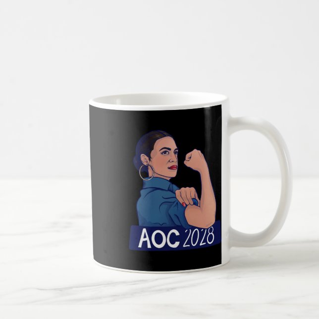 Aoc 2028 Alexandria Ocasio Cortez 2028 Long Sleeve Kaffeetasse (Rechts)