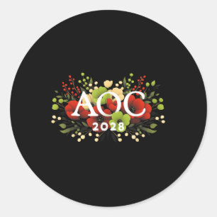 AOC 2028 Floral für Frauen Männer Runder Aufkleber