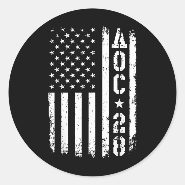 Aoc 2028 US-Flagge Runder Aufkleber (Vorderseite)