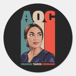 Aoc Alexandria Ocasio-cortez First Female Presiden Runder Aufkleber