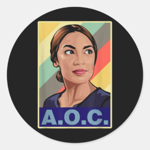 Aoc Alexandria Ocasio-cortez First Female Presiden Runder Aufkleber