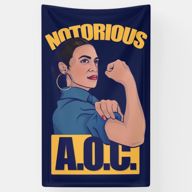 AOC alexandria ocasio cortez retro rosie Banner (Vertikal)
