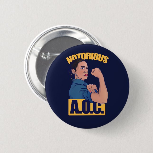 AOC alexandria ocasio cortez retro rosie Button (Vorne & Hinten)