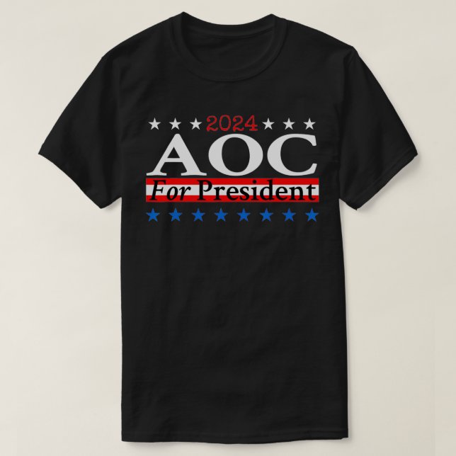 AOC für den Präsidenten 2024 Aleandria Ocasio Cort T-Shirt (Design vorne)