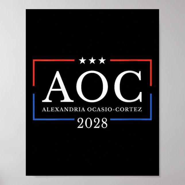 Aoc für Präsident 2028 Einfaches Zeichen für Fraue Poster (Vorne)