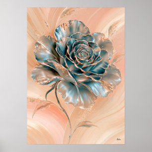 Aoi Bara Blaue Rose Neo-Rinpa Botanische Kunst Poster