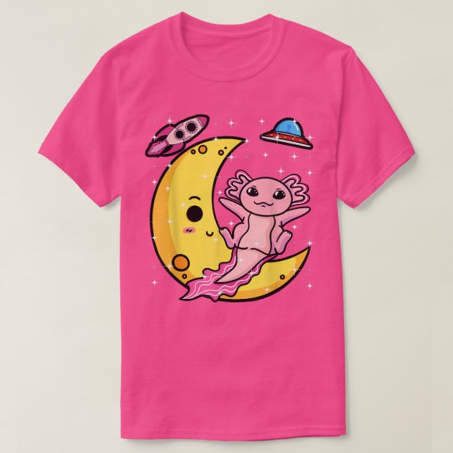 Aolotl auf dem Mond Salamander Weltraumastronaut T-Shirt (Design vorne)