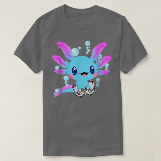 Aolotl Fish Playing Video Games Lizard  T-Shirt (Design vorne)