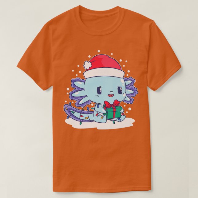Aolotl Weihnachtsmannmütze Xmas Lights Niedlich Ka T-Shirt (Design vorne)