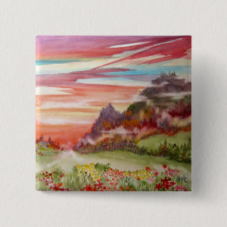 "Äone-Insel: Sonnenuntergang-Gebirgs" Quadrat Button